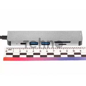 Адаптер Type-CM-->PD+2*USB3.0+TF+SD+HDMI(4K*30Hz)AlumiShell, VCOM <CU4371>