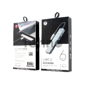 Адаптер Type-CM-->PD+2*USB3.0+TF+SD+HDMI(4K*30Hz)AlumiShell, VCOM <CU4371>