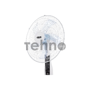 Вентилятор напольный белый/синий 60 Вт, 5 лопастей, подставка круглая, д/у управление