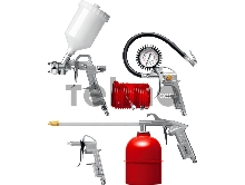 Набор пневматический STAYER  универсальный: краскораспылитель с верхним бачком, пистолеты, пневмошланг, 5 предм