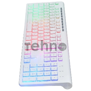 Клавиатура проводная Oklick 490ML белый USB slim Multimedia LED