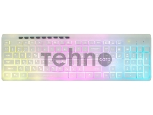 Клавиатура проводная Oklick 490ML белый USB slim Multimedia LED