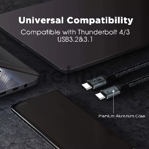 Кабель Thuderbolt4/ USB4 Type C, 5K@60Hz, 40GBps, PD 100W, 5A, VCOM, 1.2м <CU540M-1.2M>