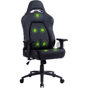 Кресло игровое Cactus CS-CHR-130-M, массажное, с подголовником, черный