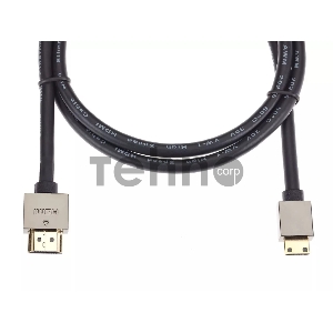Кабель HDMI-19M --MiniHDMI-19M ver 2.0+3D/Ethernet,1m метал разъемы VCOM <CG506AC-1M>