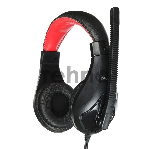 Наушники с микрофоном Oklick HS-L100 черный/красный 2м мониторы оголовье (NO-530)