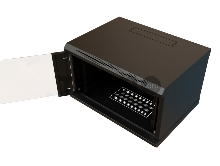 Шкаф коммутационный WRline (WR-TW-0945-GP-RAL9004) настенный 9U 600x450мм пер.дв.стекл 2 бок.пан. 60кг черный 370мм 500мм IP20 сталь