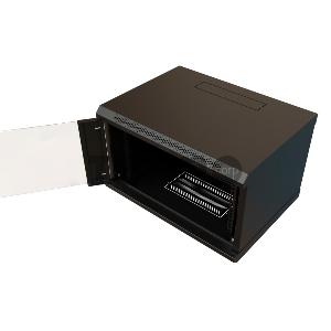 Шкаф коммутационный WRline (WR-TW-0945-GP-RAL9004) настенный 9U 600x450мм пер.дв.стекл 2 бок.пан. 60кг черный 370мм 500мм IP20 сталь