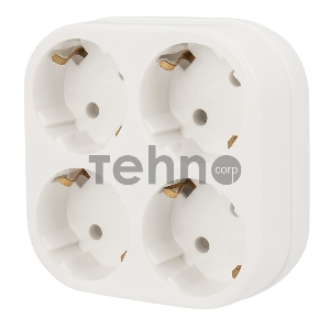 Четверник электрический 16 А с заземлением белый REXANT