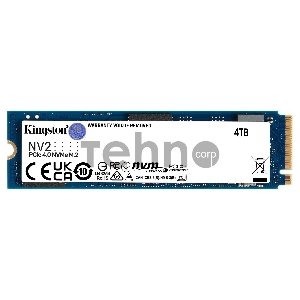 Твердотельный накопитель Kingston SSD NV2, 4000GB, M.2(22x80mm), NVMe, PCIe 4.0 x4, 3D TLC, R/W 3500/2800MB/s, TBW 1280, DWPD 0.3 (3 года)