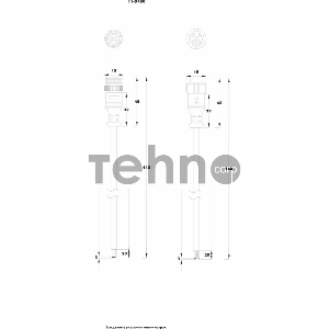 Соединительный кабель (5pin) герметичный (IP67) 5х0.5мм²  белый  REXANT