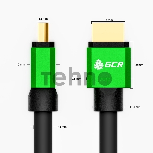 Greenconnect Кабель 1.2m HDMI версия 2.0, HDR 4:2:2, Ultra HD, 4K 60 fps 60Hz/5K*30Hz, 3D, AUDIO, 18.0 Гбит/с, 28/28 AWG, OD7.3mm, тройной экран, нейлон, AL корпус зеленый, ферритовые кольца, GCR-51005 Greenconnect Кабель 1.2m HDMI версия 2.0, HDR 4:2:2, 