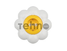 Розетка одноместная KRANZ HAPPY Ромашка скрытой установки, с заземлением и защитными шторками, желтая/белая