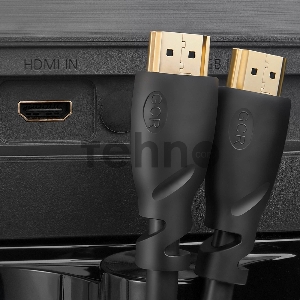 Кабель Greenconnect Premium 1.0m HDMI версия 2.0, HDR Ultra HD 4K60 Hz/ 5K30Hz, 3D, Ethernet 18.0 Гбит/с, OD8.0mm, 28/26 AWG, черный, GCR-50541