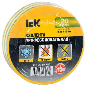 Изолента Iek UIZ-20-10-K52 0,18х19 мм желто-зеленая 20 метров ИЭК Изолента Iek UIZ-20-10-K52 0,18х19 мм желто-зеленая 20 метров ИЭК