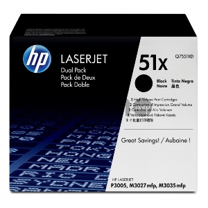 Тонер-картридж HP Q7551XD черный двойная упаковка для LaserJet P3005/M3027mfp/M3035mfp 2 x 13000стр. Тонер-картридж HP Q7551XD черный двойная упаковка для LaserJet P3005/M3027mfp/M3035mfp 2 x 13000стр.