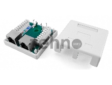 Hyperline SB1-2-8P8C-C5e-SH-WH Розетка компьютерная RJ-45(8P8C), категория 5e, экранированная, двойная, внешняя, Dual IDC