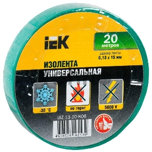 Изолента Iek UIZ-13-10-K06 0,13х15 мм зеленая 20 метров ИЭК Изолента Iek UIZ-13-10-K06 0,13х15 мм зеленая 20 метров ИЭК