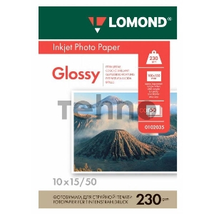 Фотобумага Lomond 0102035 10x15/230г/м2/50л./белый глянцевое для струйной печати