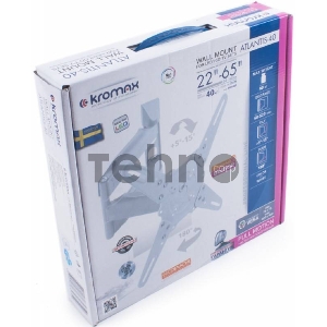 Кронштейн Kromax ATLANTIS-40 white, Наклонно-поворотный, 22-65, VESA до 400x400, до 40кг