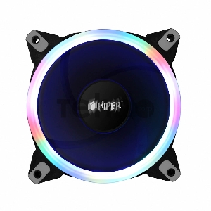 Вентилятор для корпуса Single ring, RGB fan HIPER HCF1251-03, 120*120*25mm (38.5CFM, 1200RPM, 3+4PIN)