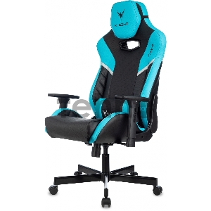 Кресло игровое Knight Thunder 5X черный/голубой эко.кожа крестов. металл