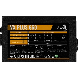 Блок питания Aerocool ATX 650W VX-650 PLUS (24+4+4pin) 120mm fan 4xSATA RTL