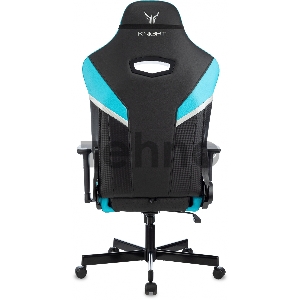 Кресло игровое Knight Thunder 5X черный/голубой эко.кожа крестов. металл