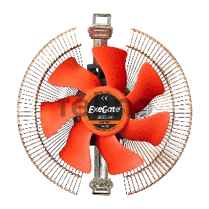 Кулер ExeGate EX286151RUS EE90-Cu (Al+Cu, LGA775/1150/1151/1155/1156/1200/AM2/AM2+ /AM3/AM3+/AM4/FM1/FM2/754/939/940, TDP 80W, Fan 90mm, 2200RPM, Hydro bearing, 3pin, 22db, 265г, с термопастой, на защелках, Retail color box)