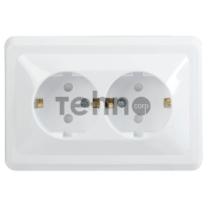 Розетка 2-м СП Вега РСш12-3-ВБ с заземл. контактом и защ. штор 16А бел. ИЭК ERV24-K01-16-DM