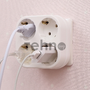 Четверник электрический 16 А с заземлением белый REXANT