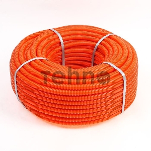 Труба гофрированная из ПНД с зондом ø 16 мм, оранжевая (100 м/уп.) REXANT 