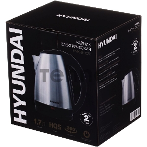 Чайник электрический Hyundai HYK-S1030 1.7л. 2200Вт серебристый матовый/черный (корпус: металл)