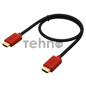 Кабель Greenconnect 1.5m HDMI версия 2.0, HDR 4:2:2, Ultra HD, 4K 60 fps 60Hz/5K*30Hz, 3D, AUDIO, 18.0 Гбит/с, 28/28 AWG, OD7.3mm, тройной экран, черный, красные коннекторы, GCR-HM451-1.5m Greenconnect Кабель 1.5m HDMI версия 2.0, HDR 4:2:2, Ultra HD, 4K 