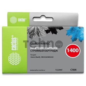 Картридж струйный Cactus CS-PGI1400XLC синий для Canon MB2050/MB2350/MB2040/MB2340 (11.5мл)