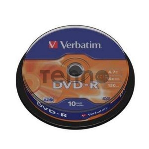 Диск DVD-R Verbatim 4.7Gb 16x Cake Box (10шт) (43523)