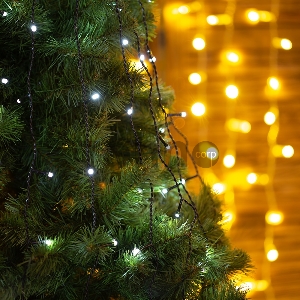 Елочная гирлянда с кольцом, 7 нитей по 1,8 метра, цвет диодов белый, не соединяется