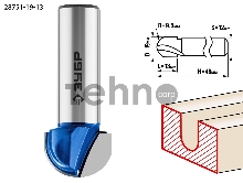 Фреза пазовая галтельная ЗУБР 19x13мм, радиус 9.5мм, Фреза пазовая галтельная ЗУБР 19x13мм, радиус 9.5мм,