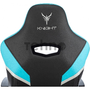 Кресло игровое Knight Thunder 5X черный/голубой эко.кожа крестов. металл