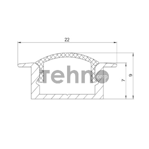 Профиль врезной алюминиевый 2207-2 2 м REXANT