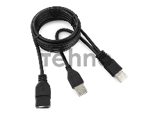 Кабель удлинитель USB 2.0 2xAM/AF 1.8м Gembird PRO, позол.конт., черный, пакет  CCP-USB22-AMAF-6