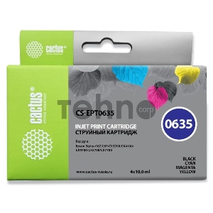 Картридж струйный Cactus CS-EPT0635 многоцветный для Epson Stylus C67/C87 (250стр.) Комплект четырех
