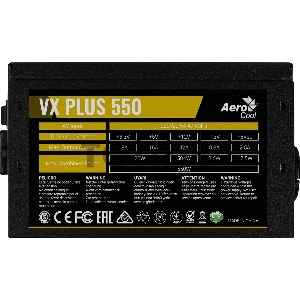 Блок питания Aerocool ATX 550W VX-550 PLUS (24+4+4pin) 120mm fan 3xSATA RTL