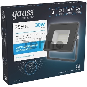 Прожектор светодиодный Qplus 30Вт 6500К 2550лм IP65 графит. сер. 1/10 Gauss 690511330