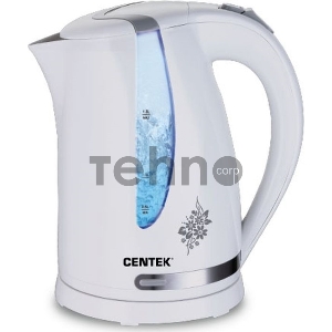 Чайник Centek CT-0040 White 1.8л, 2200Вт, открывание кнопкой, внутренняя подсветка
