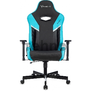 Кресло игровое Knight Thunder 5X черный/голубой эко.кожа крестов. металл