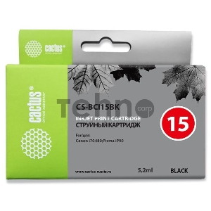 Картридж струйный Cactus CS-BCI15BK черный для Canon BJ-I70 (5,2ml)