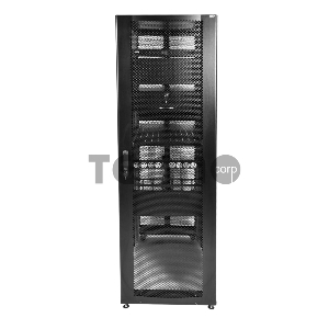 Шкаф серверный ПРОФ напольный 42U (600x1200) дверь перфор., задние двойные перфор., черный, в сборе (ШТК-СП-42.6.12-48АА-9005) (1 коробка)