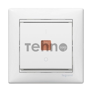 Механизм выключателя 1-кл. СП Valena 10А IP31 с зел. инд. бел. Leg 774410