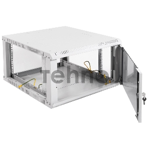 Шкаф телеком. настенный разборный 6U (600х520) дверь стекло,цвет черный (ШРН-Э-6.500-9005)